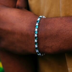 Gld Gang Emerald Baguette Tennis Bracelet  in size 7 inch